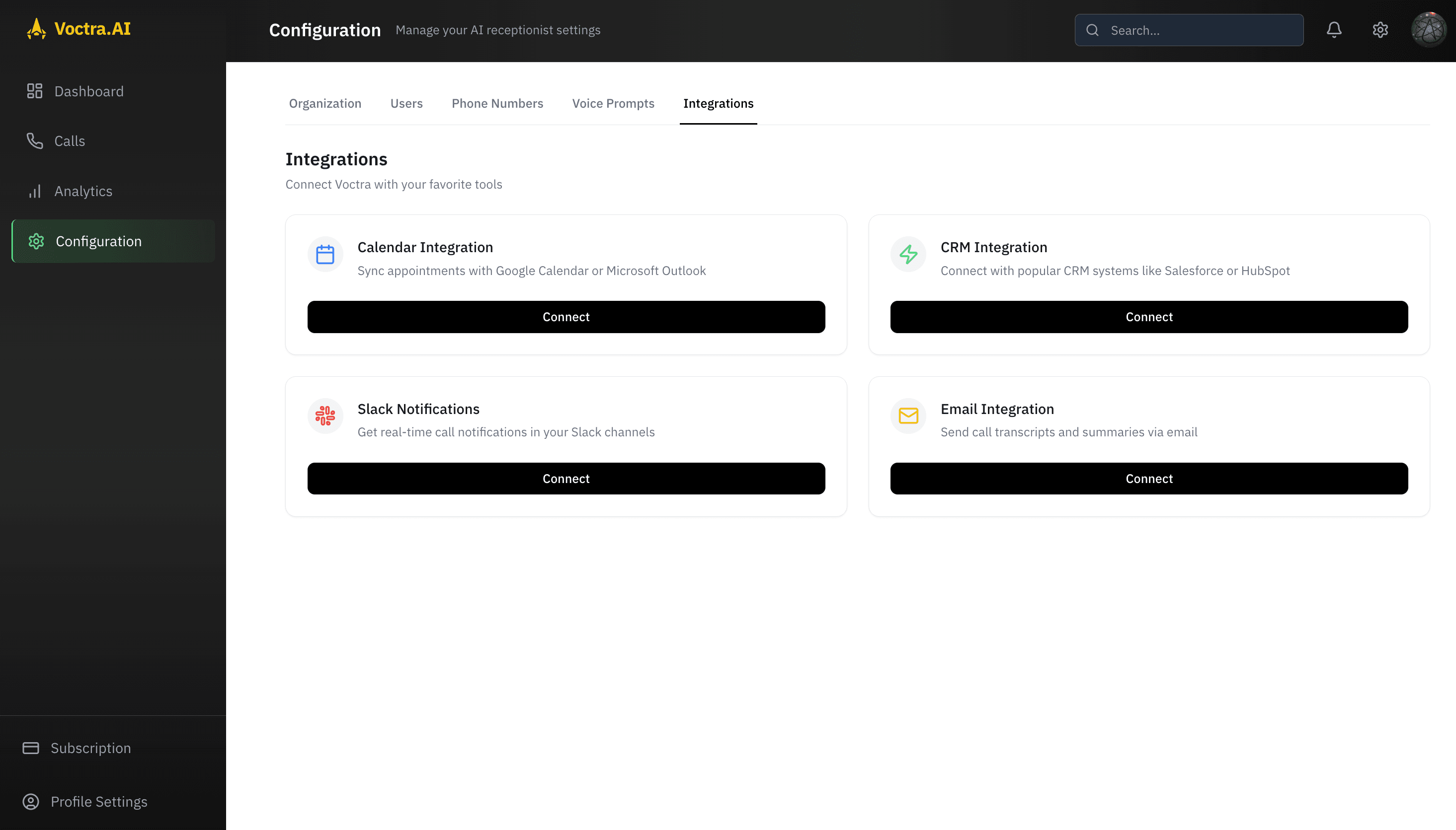 Integrations Interface